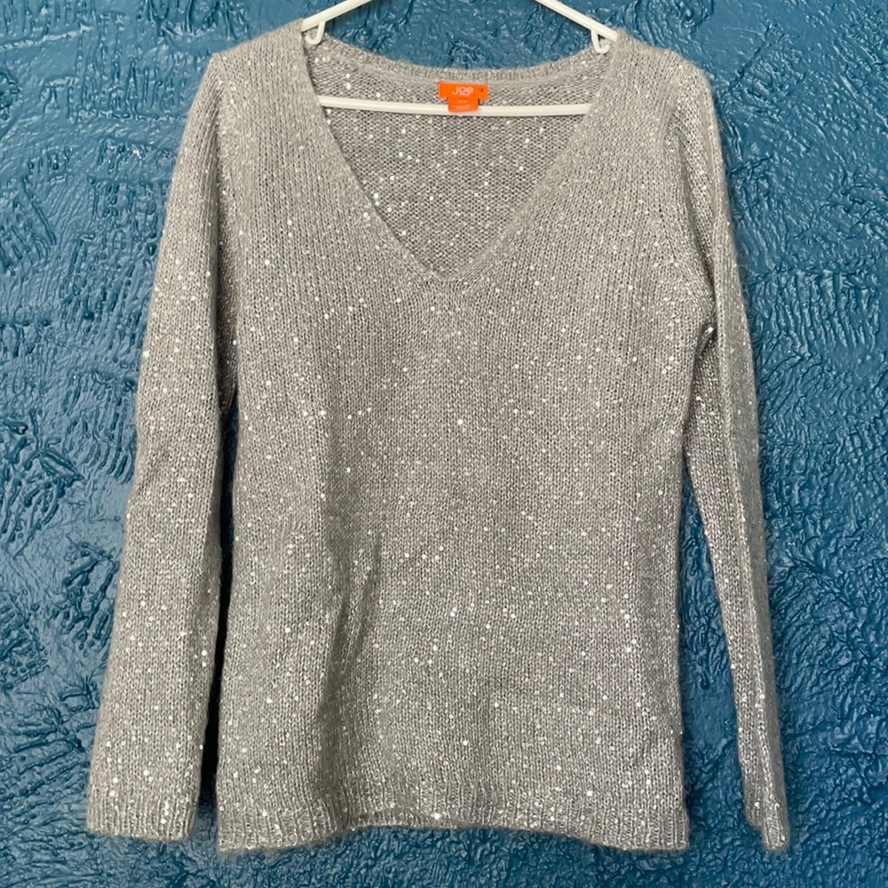 Joe Fresh Gray Sweater with Silver Sequins